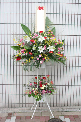スタンド花　花束　花ギフト　花を贈る　フラワーギフト　誕生日花２段　teikoku