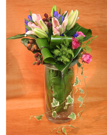 スタンド花　花束　花ギフト　花を贈る　フラワーギフト　誕生日花ちよこさんガラス