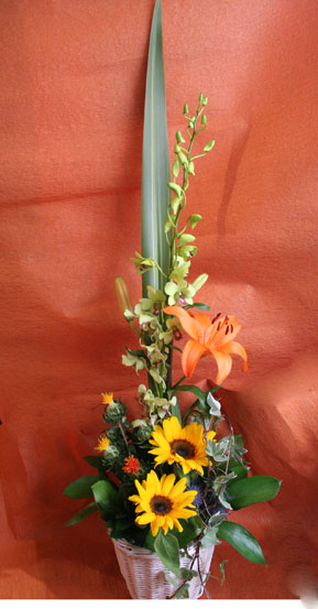 スタンド花　花束　花ギフト　花を贈る　フラワーギフト　誕生日花ねもとさんヒマワリ