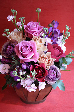 スタンド花　花束　花ギフト　花を贈る　フラワーギフト　誕生日花紫